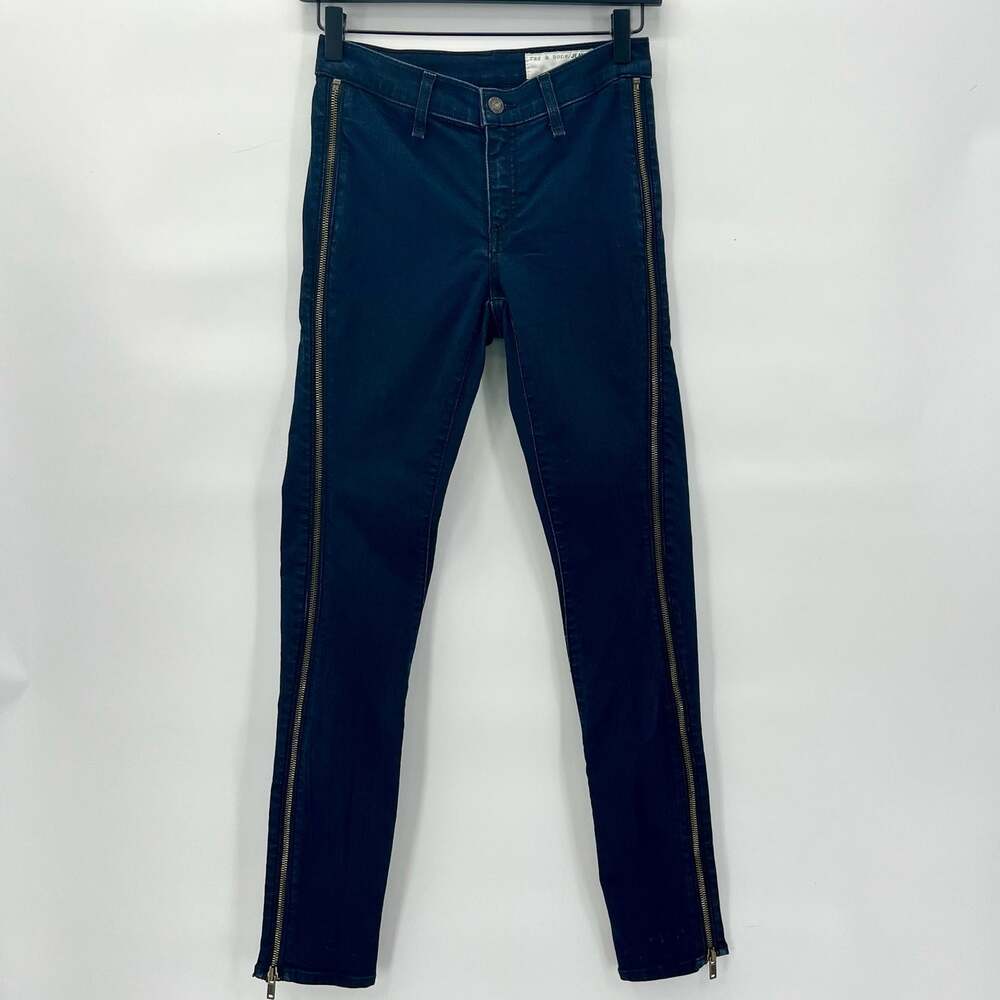Rag & Bone Skinny Jeans with Zipper Sides size 25 Midnight Blue Dark Wash